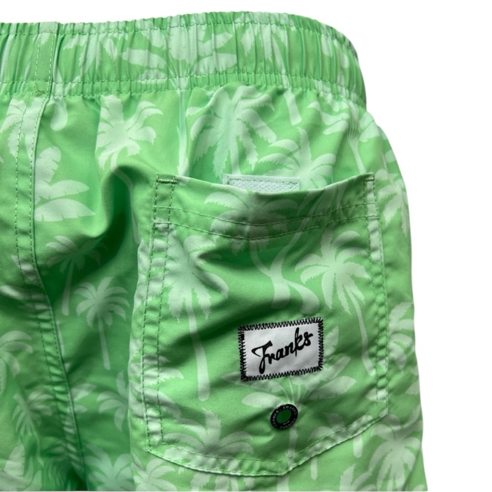 FRANKS mens XL palm tree Sage green print swim shorts trunks w mesh support - Picture 9 of 15
